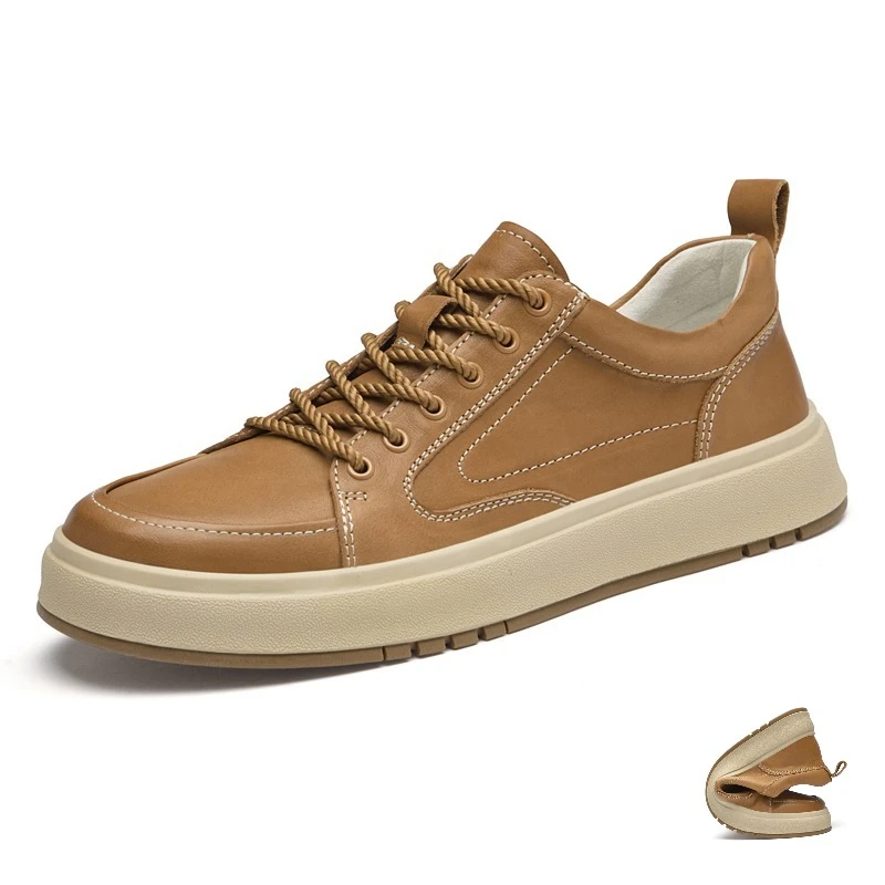 

Fashion Men Casual Leather Flats Soft Oxford Shoes Luxury Quality Outdoor Antiskid Comfy Oxford Shoes Lace-Up Designer Sneakers
