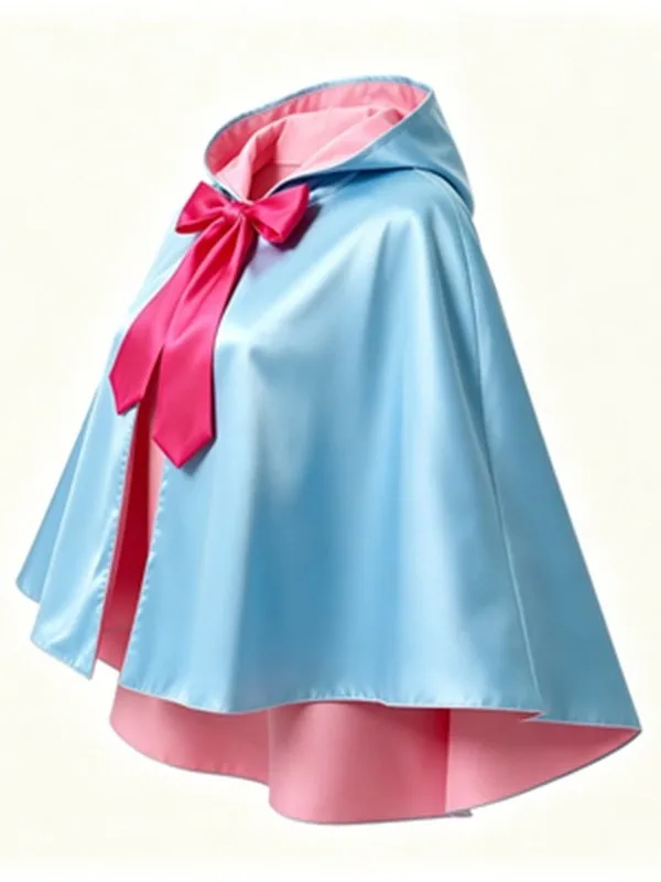 Double-Sided Cowl Neck Robe with Pointed Hat Pink Blue  Knot Halloween Costume Fairy Godmother Role-Playing Women's ...