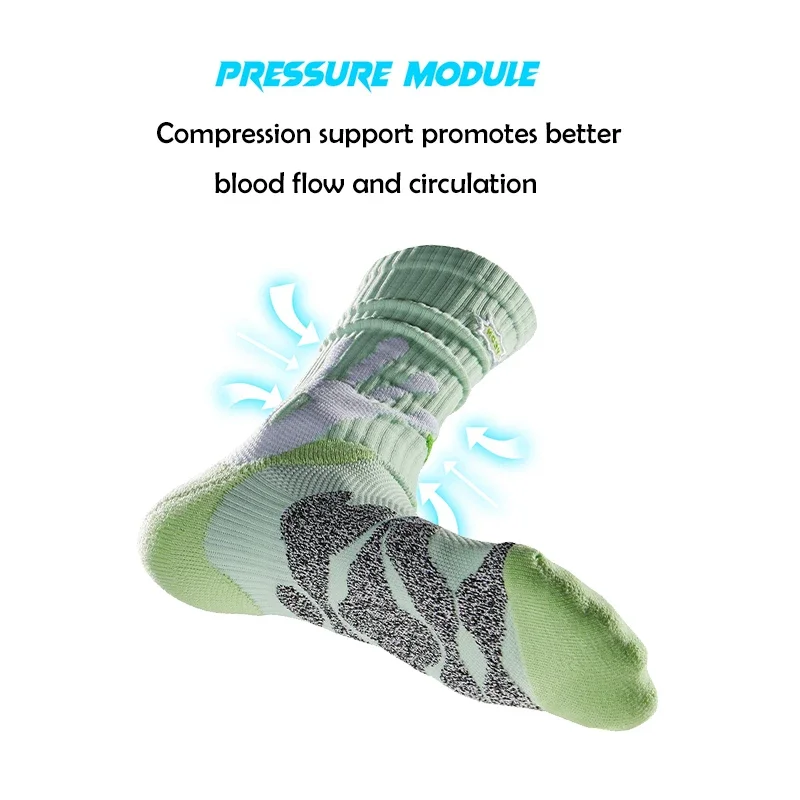 Athletic Crew Socks with Thicker Padding, Elastic Sport Basketball Socks for Outdoor Activities, Anti-Slip Comfy Socks