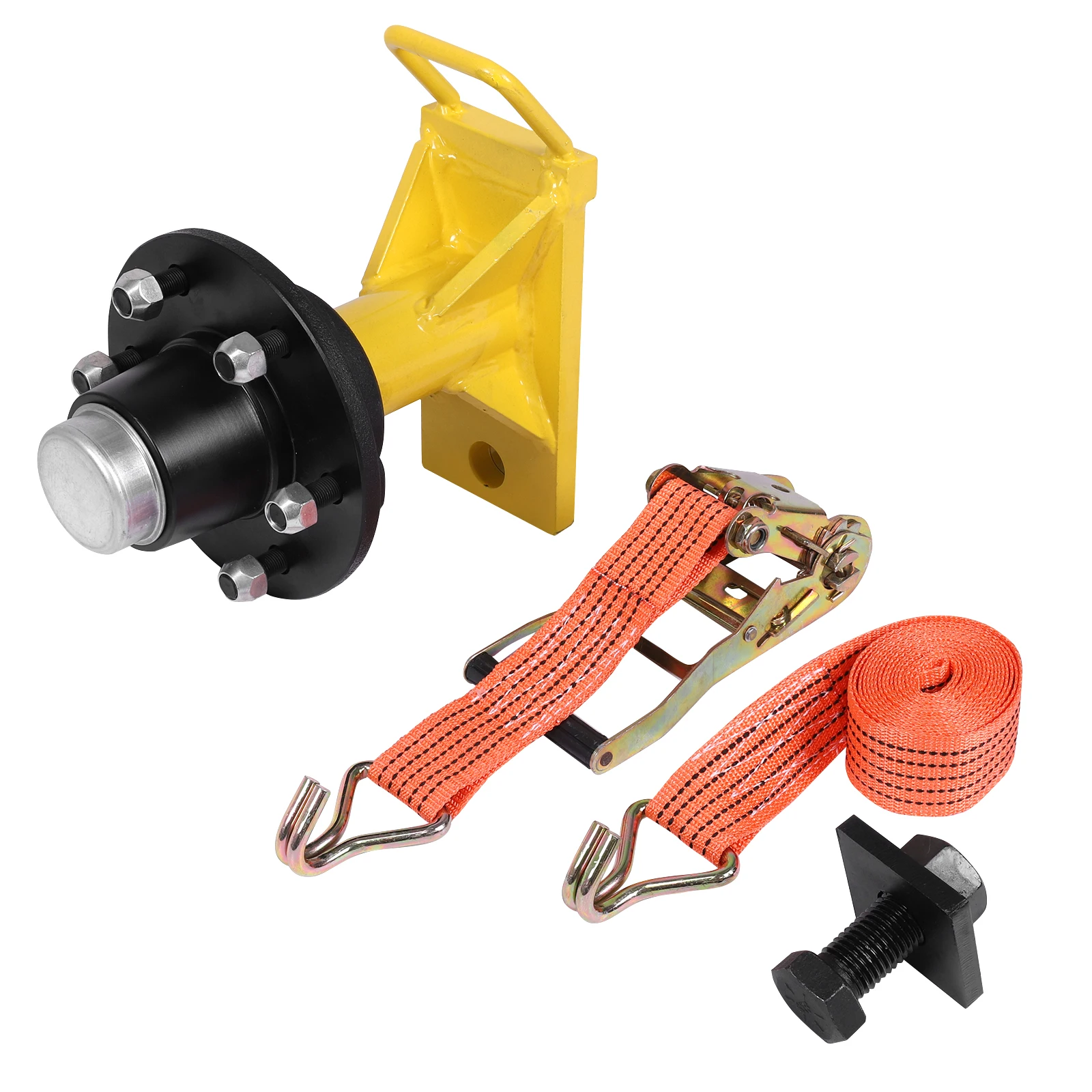 

2 Pack Shipping Container Spindle Kit with Ratchet Strap Tie Down J Hook Heavy Duty Shipping Container Axle Quick Disassembly