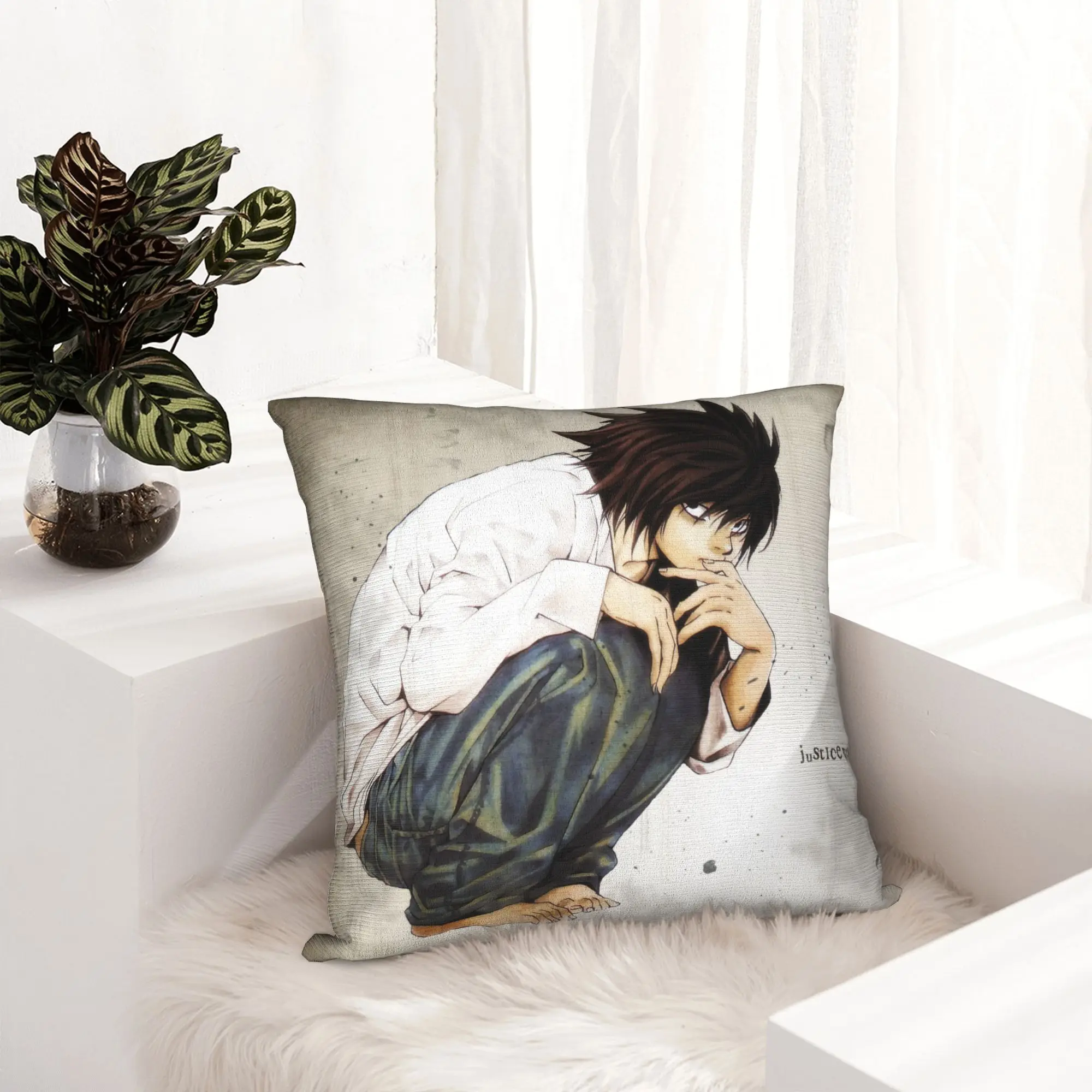 Death Note L Lawliet Pillowcase Soft Polyester Cushion Cover Gift Anime Notebook Pillow Case Cover Car Square 40*40cm
