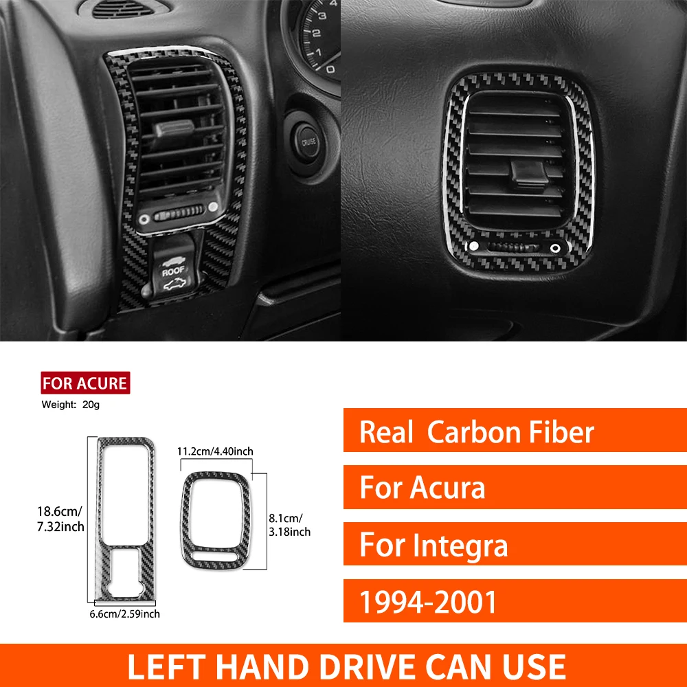 For Acura Integra 1994-2001 Real Carbon Fiber Stickers Both Side Air Conditioning Vent Panel Car Accessories Interior decorative