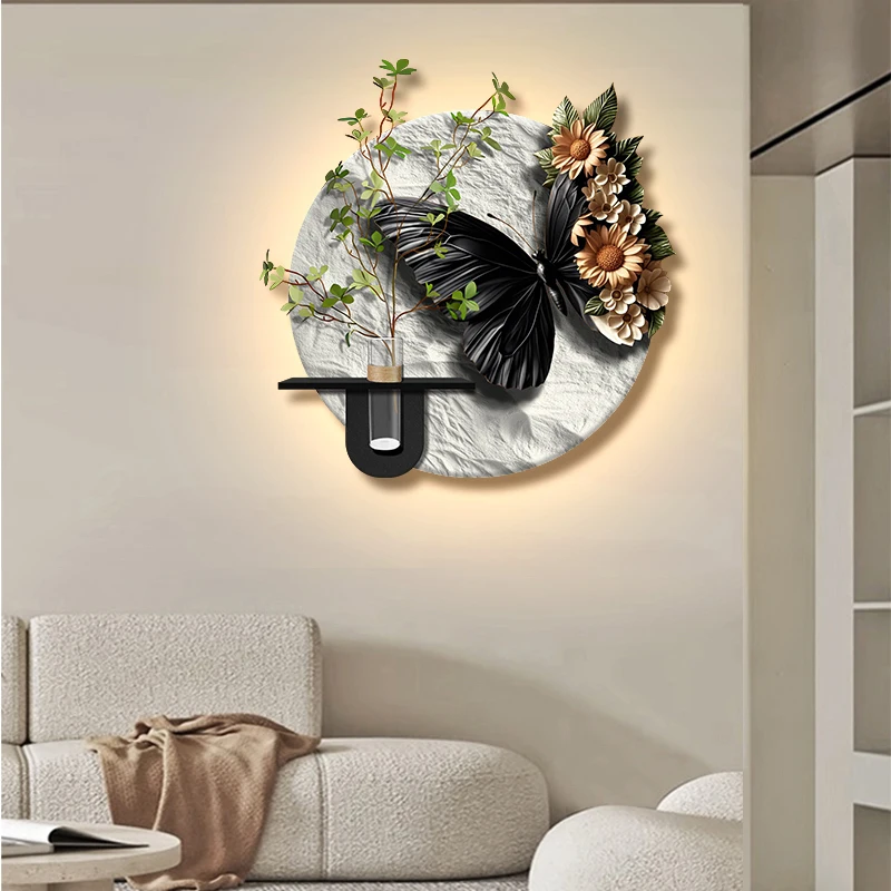LED decorative painting abstract art butterfly hydroponic plant sandstone painting modern simple restaurant