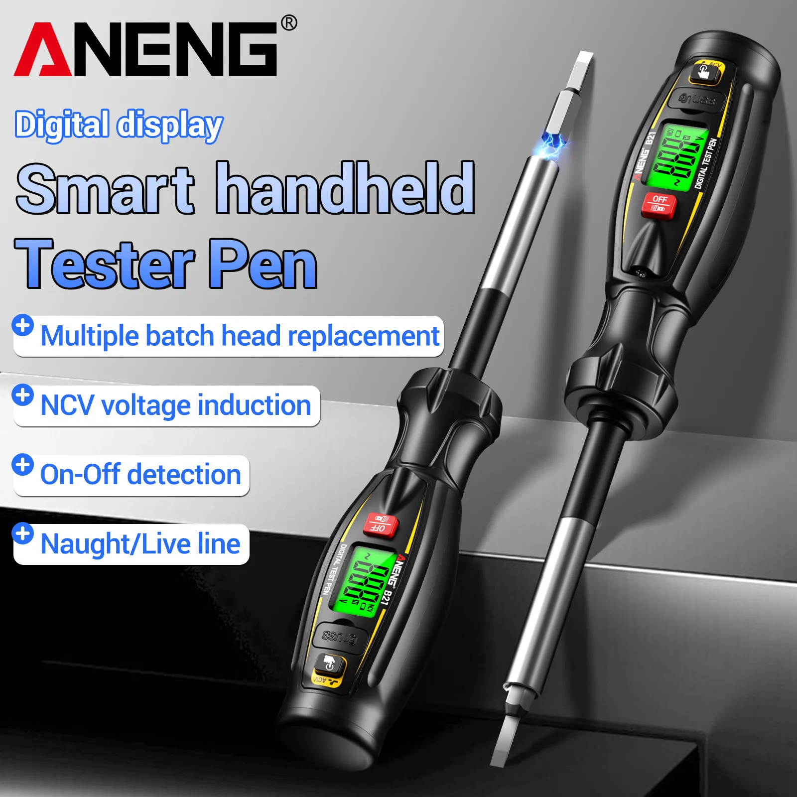 

ANENG B21 portable measuring pen with flashlight, three sensitivity levels, breakpoint detection, electrician maintenance tool
