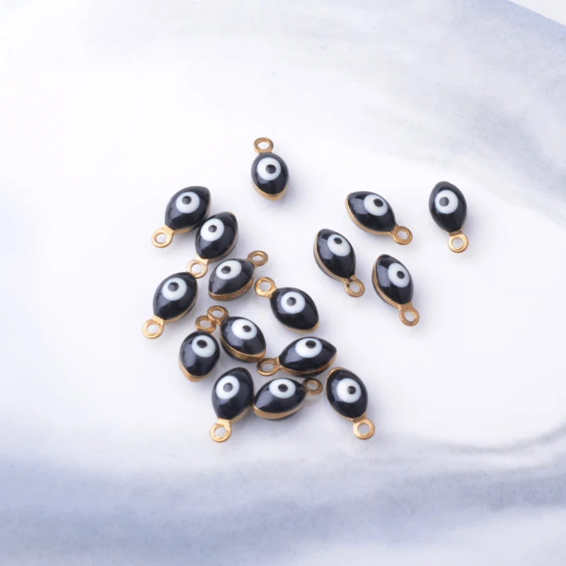 30 Stück doppelseitige Böses-Auge-Anhänger aus Kupfer mit Emaille, Mini-Anhänger für Armbänder, Halsketten, Ohrringe, Accessoires – Detail 6