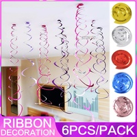 Shining Foil  Swirls Banner Baby Shower Table Decoration Happy Birthday Decoration Party Background Balloon Decoration 6Pcs/Pack