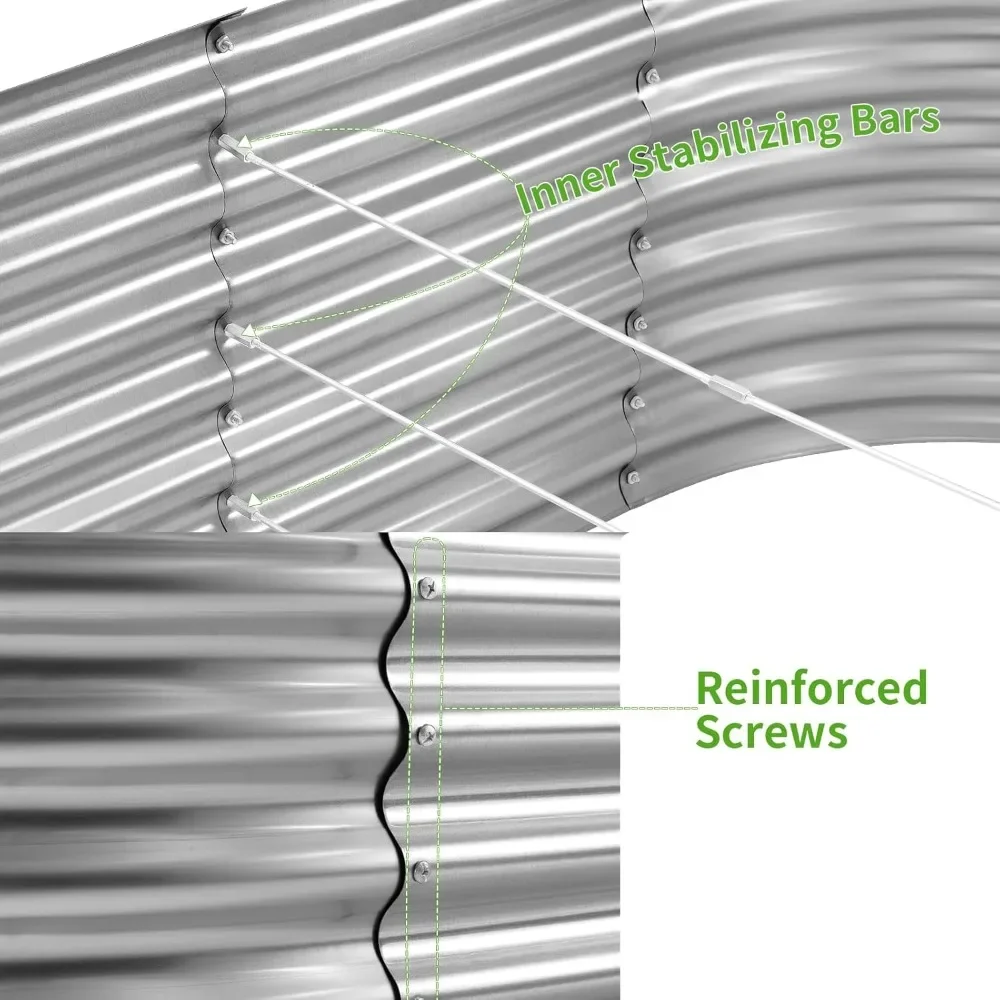 

Land Guard 6x3x3ft овальные оцинкованные садовые кровати, металлический ящик для цветов большой емкости для улицы, прочная садовая кровать с глубоким поднятием