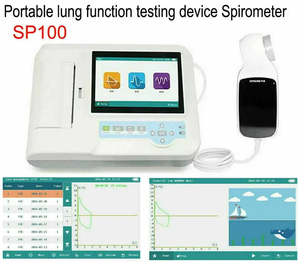 Contec SP100 espirómetro Digital probador de función pulmonar de mano dispositivo pulmonar Vitalógrafo de diagnóstico de respiración FVC VC SVC MVV