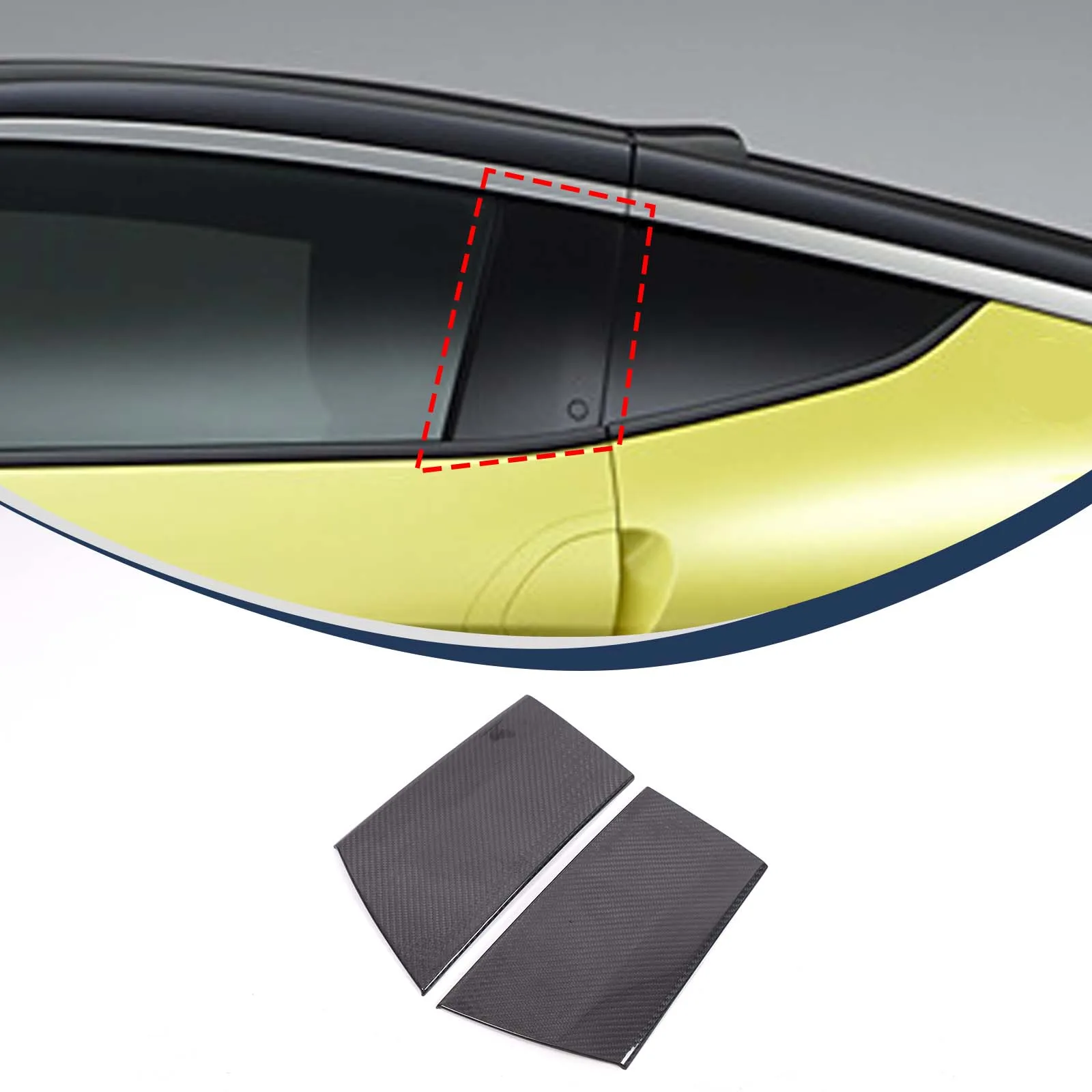 For Nissan 400Z mid-column decorative panel, automotive window mid-column decorative accessories, real carbon fiber 2pcs