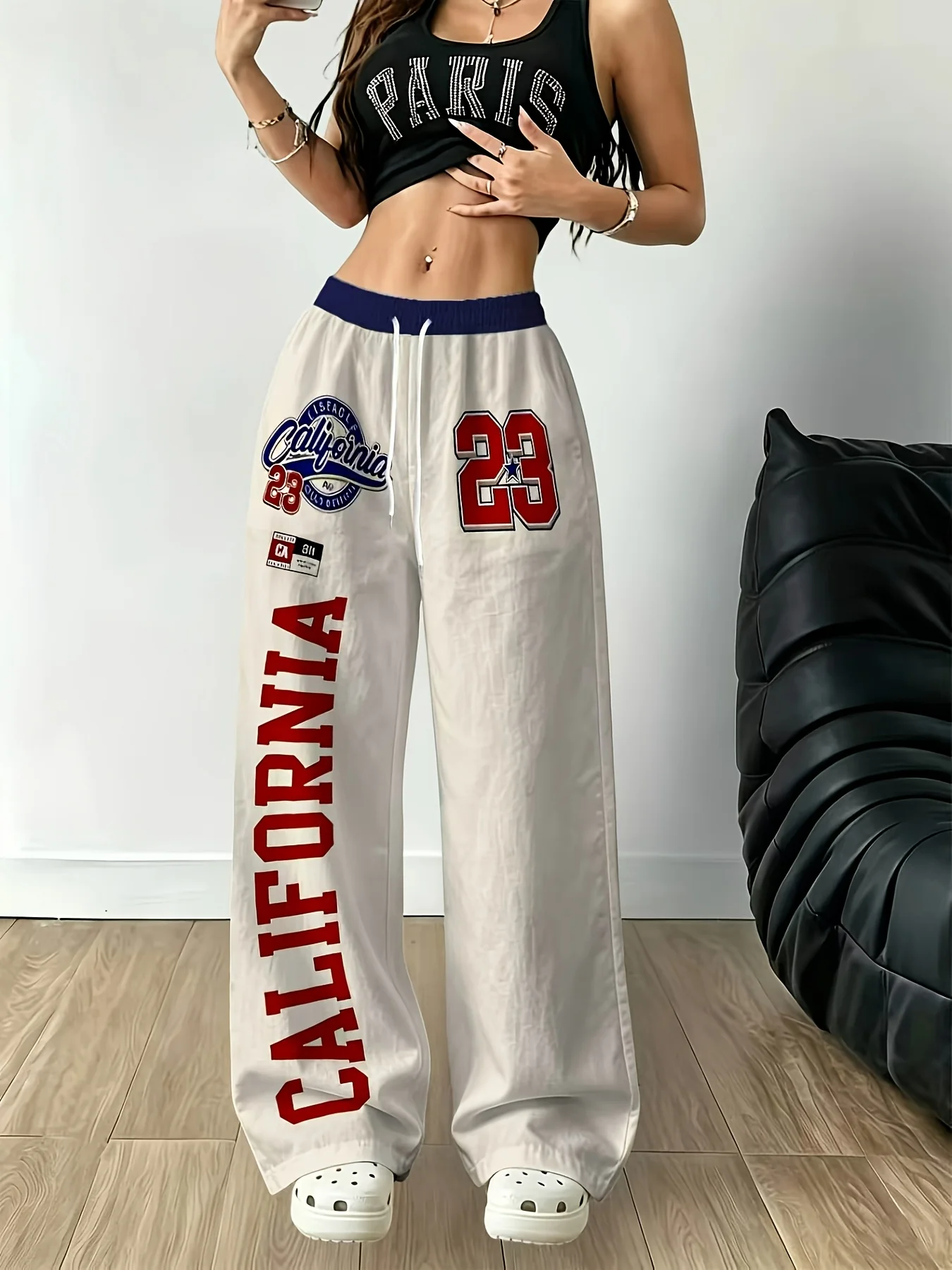 Unisex-Hose mit geradem Bein, lange Hose mit 3D-Druck in Kalifornien-Design, schnelltrocknende Hose, lockere Vintage-Streetwear-Hose für Damen und Herren. – Detail 3
