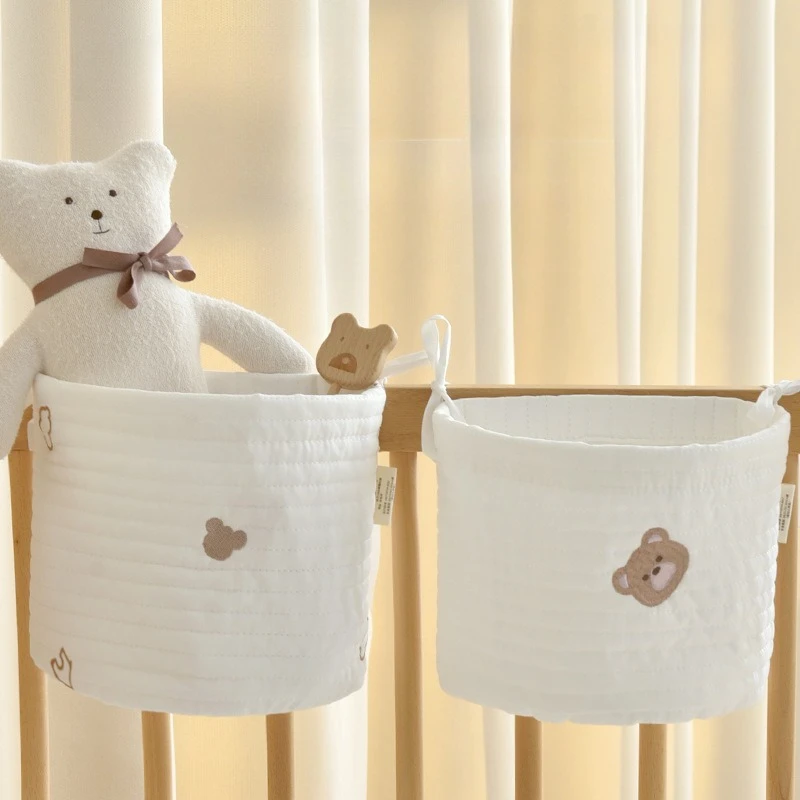 

20*21cm Baby Crib Organizer Hanging Bag Ins 100% Cotton Multi-Pocket Storage Diaper Diaper Organizer for Newborn Nursery Bedside