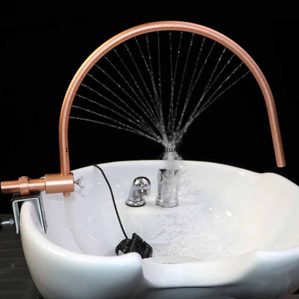 Cross-border  Circulation Head Treatment Instrument Salon Washing Bed Ceramic Basin with Elbow Hydrotherapy Water Fountain