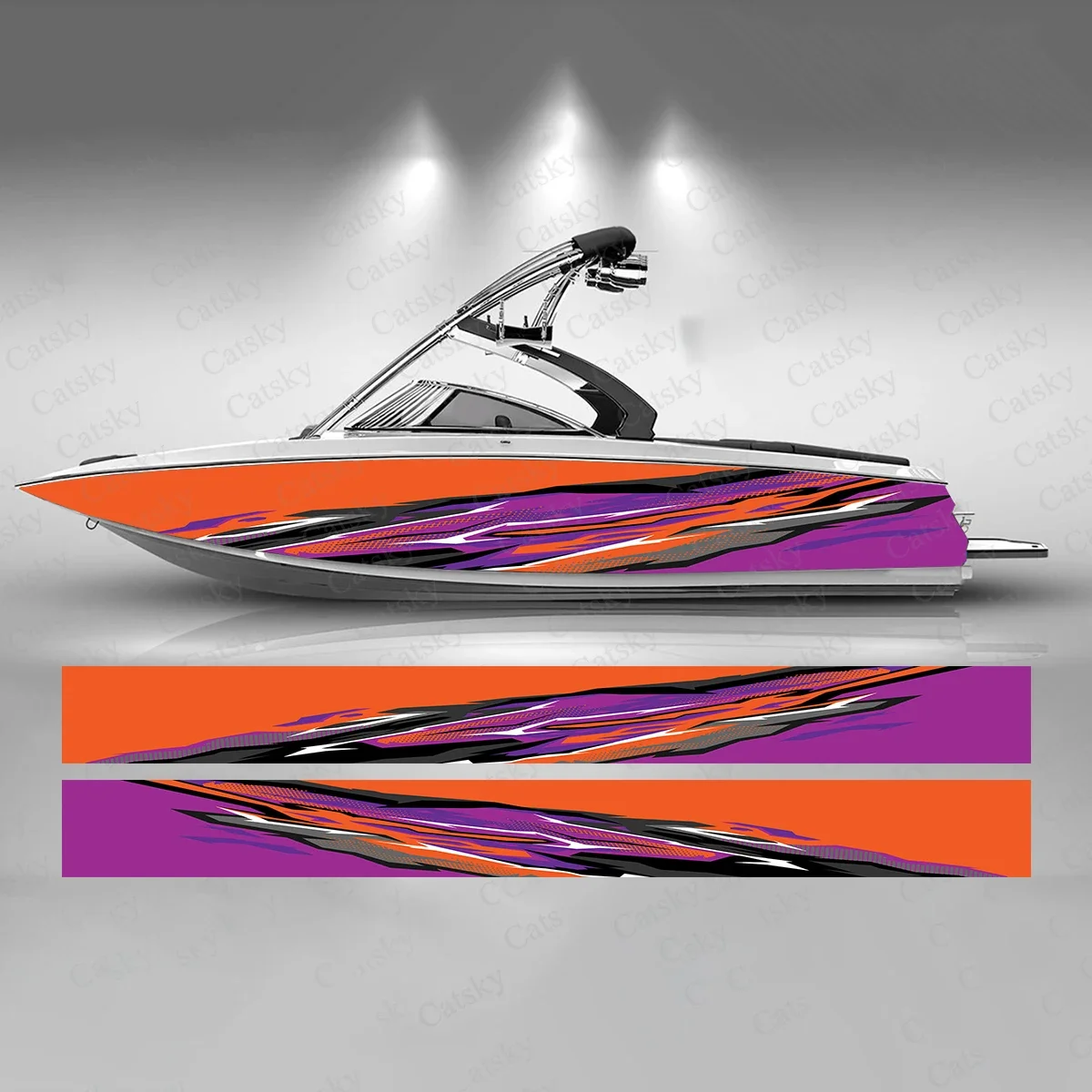 Abstract Crack Design Colorful Boat Sticker Fashion Custom Fish Boat-Sticker Vinyl Waterproof Boat Wrap Graphic Boat Wrap Decal