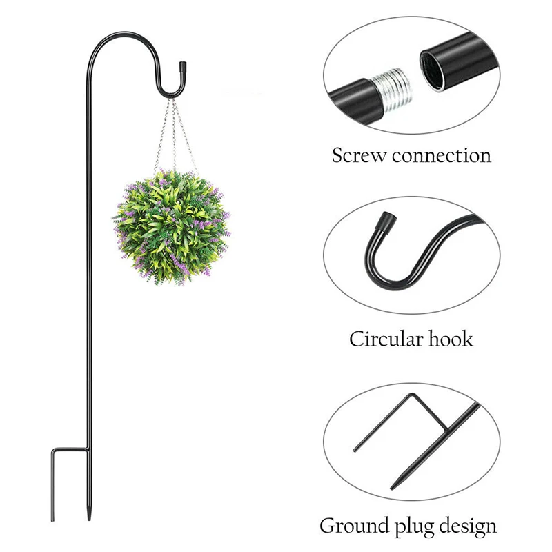 鉄のシェパードフック,鉄の工芸品,吊り下げられた庭,装飾的な中庭,屋外の防錆地面,挿入された湾曲したロッド