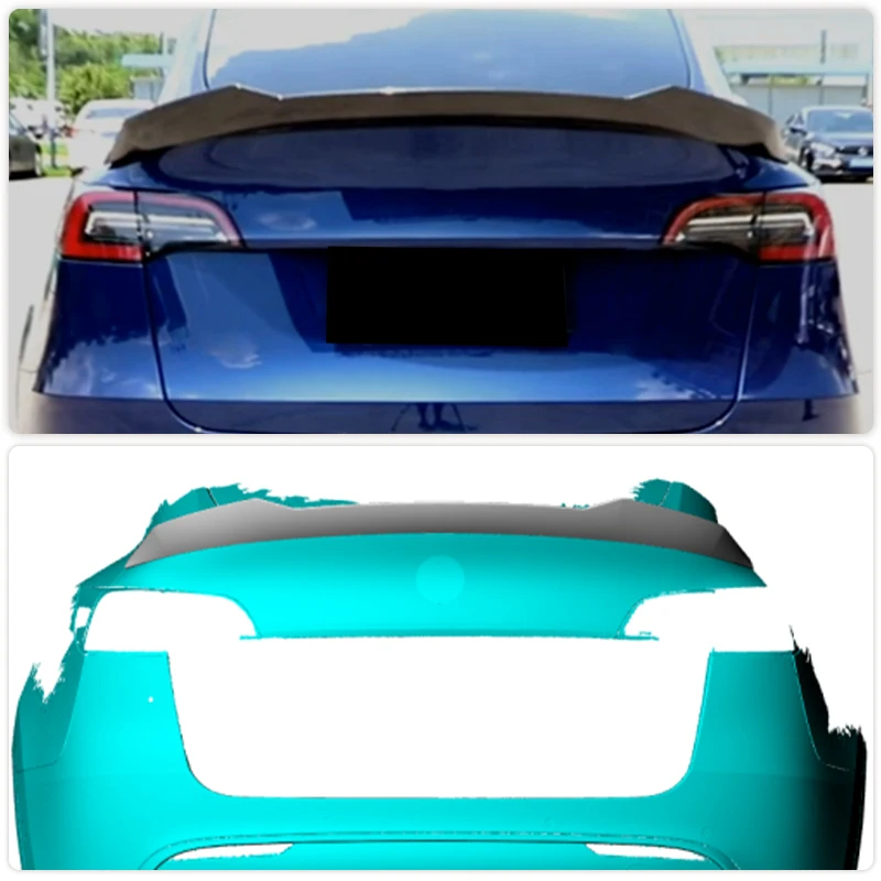 Car Rear Trunk Spoiler Wing for Tesla Model Y Sport Utility 4-Door 2019-2021 Rear Boot Lid Spoiler Wing Lip Dry Carbon Fiber