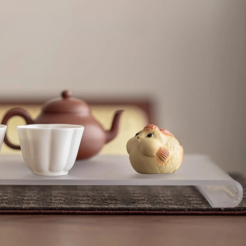 Purple Clay Tea Pet Bubble-blowing Fish Small Goldfish Exquisite Good Fortune Fish Tea Table Ornaments Teaware Incense Sticks