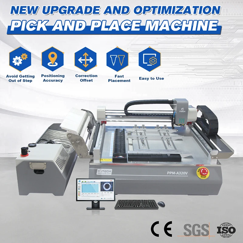 ITECH Automatic Smt 2 Head Pick And Place Machine Desktop SMD Chip Mounter Pcb Assembly Machine With Camera For Smt Production