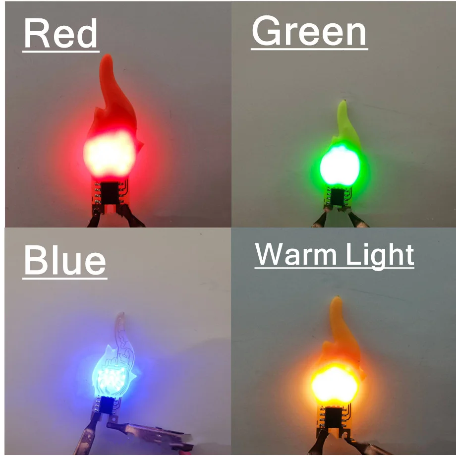 LED COB Flash Light Candles DC3V 5V Edison Flame LED Filament 2200K Red Green Blue Pink Birthday Home Decorative Accessories DIY