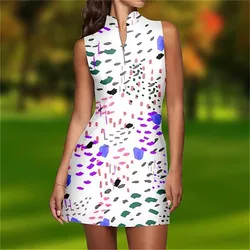 Women's Tennis Golf Dress Breathable Quick Dry Moisture Wicking Short Sleeve Dress Golf Apparel Flag Summer Tennis Golf clothing