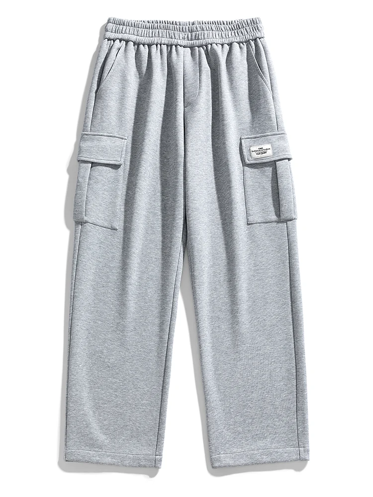 الخريف الرجال فضفاض واسعة الساق السراويل في الهواء الطلق الركض Sweatpants فضفاض مستقيم موضة الكورية بناطيل كاجوال الشارع الشهير أسود رمادي
