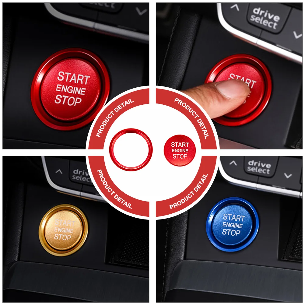 

2Pcs Engine Ignition Push Button Ring Aluminum Alloy Lightweight Durable Start Stop Button Cover for Q5 Q7 A5 A6L Auto
