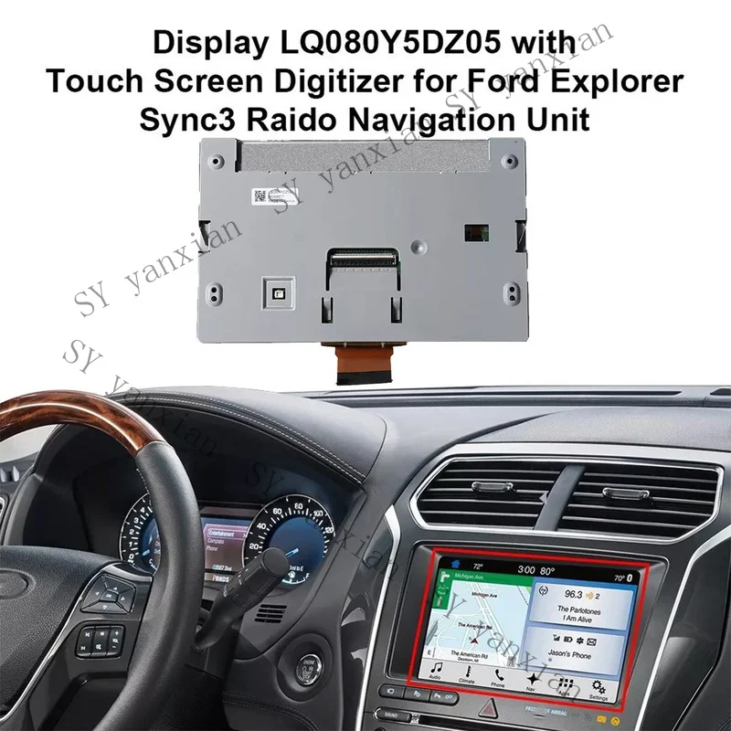 SY+ Display LQ080Y5DZ05 Touch Screen Digitizer For Ford Lincoln Sync3 Navigation
