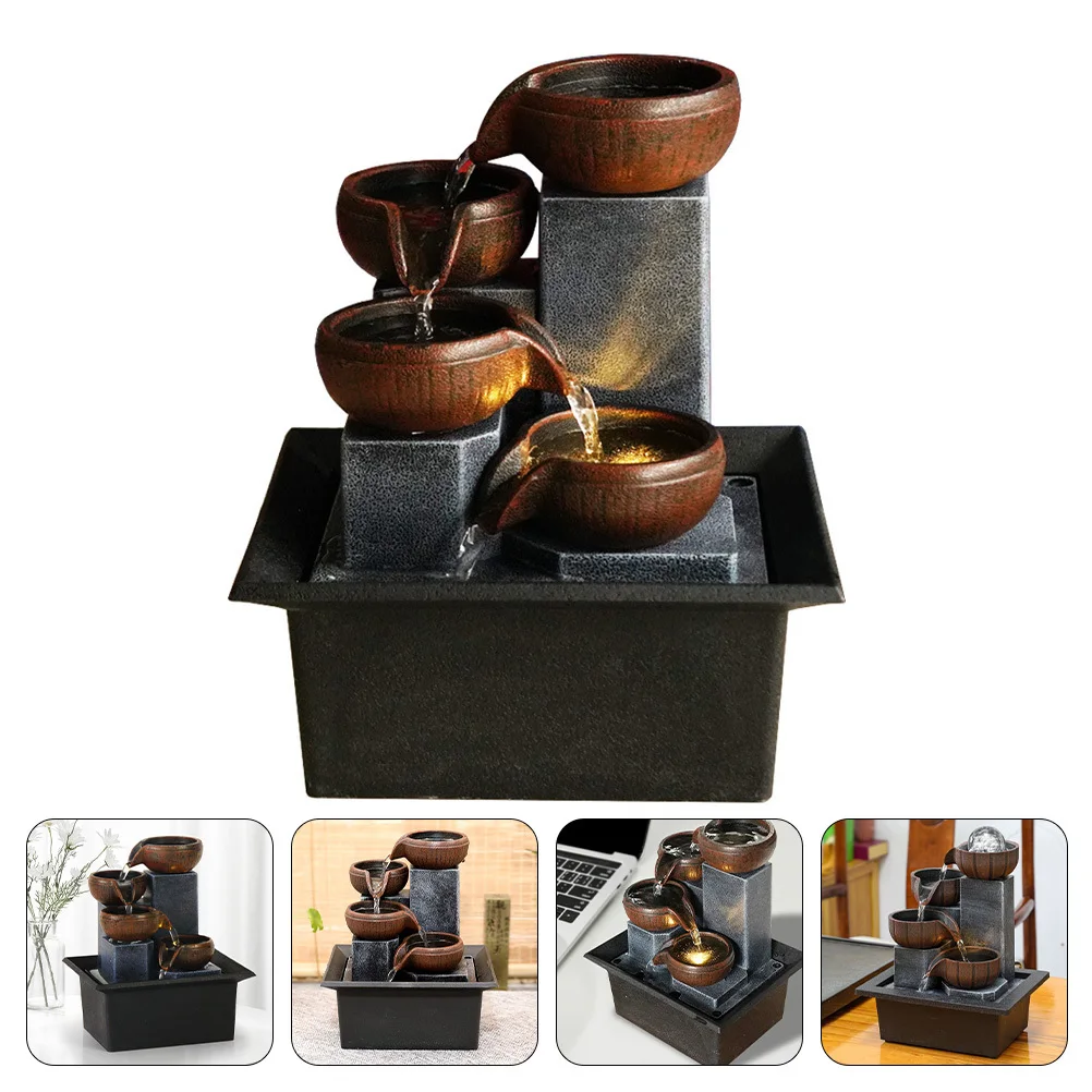 

Desktop Fountain Decor Mini Waterfall Ornament For Home Office Tabletop Running Water Layout Household Furnishing