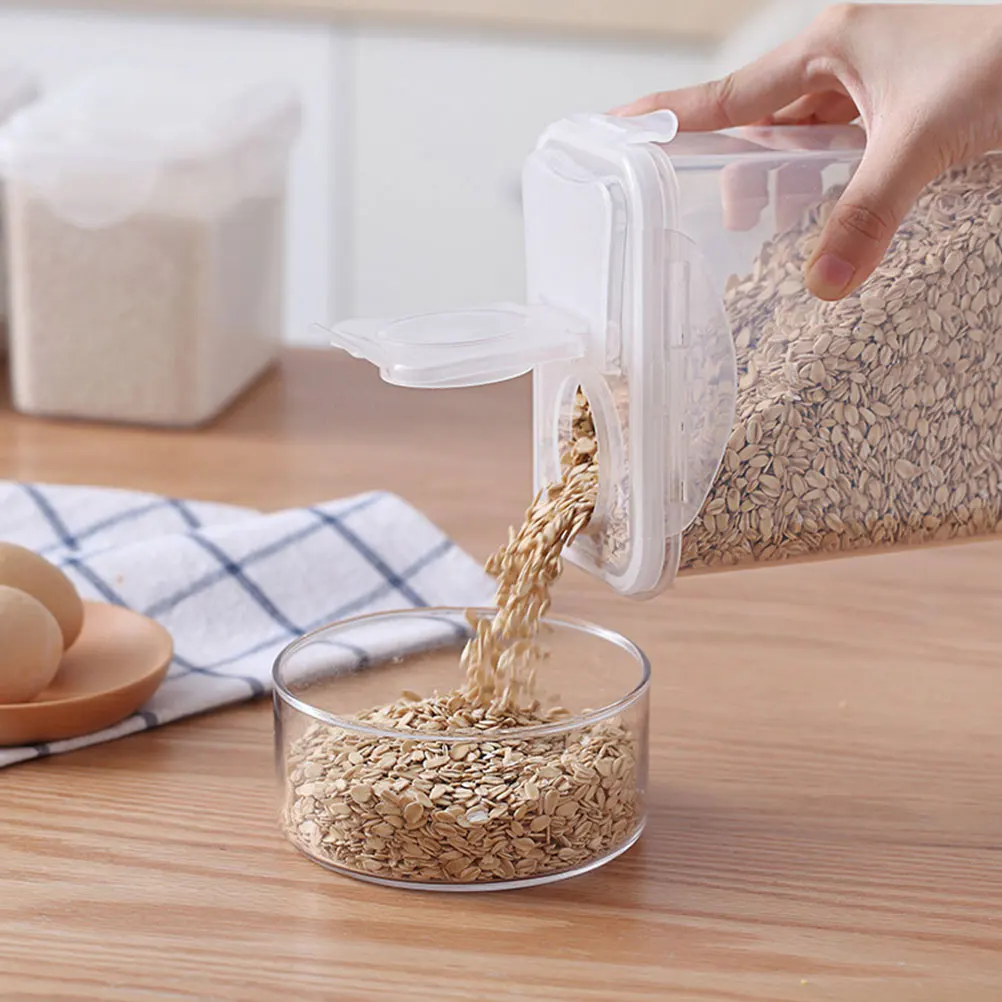 

2 Pcs Airtight Transparent Plastic Storage Jars for Food Dry Tea Grains Rice Beans Nuts Lids Clear ABS Silicone Material Large