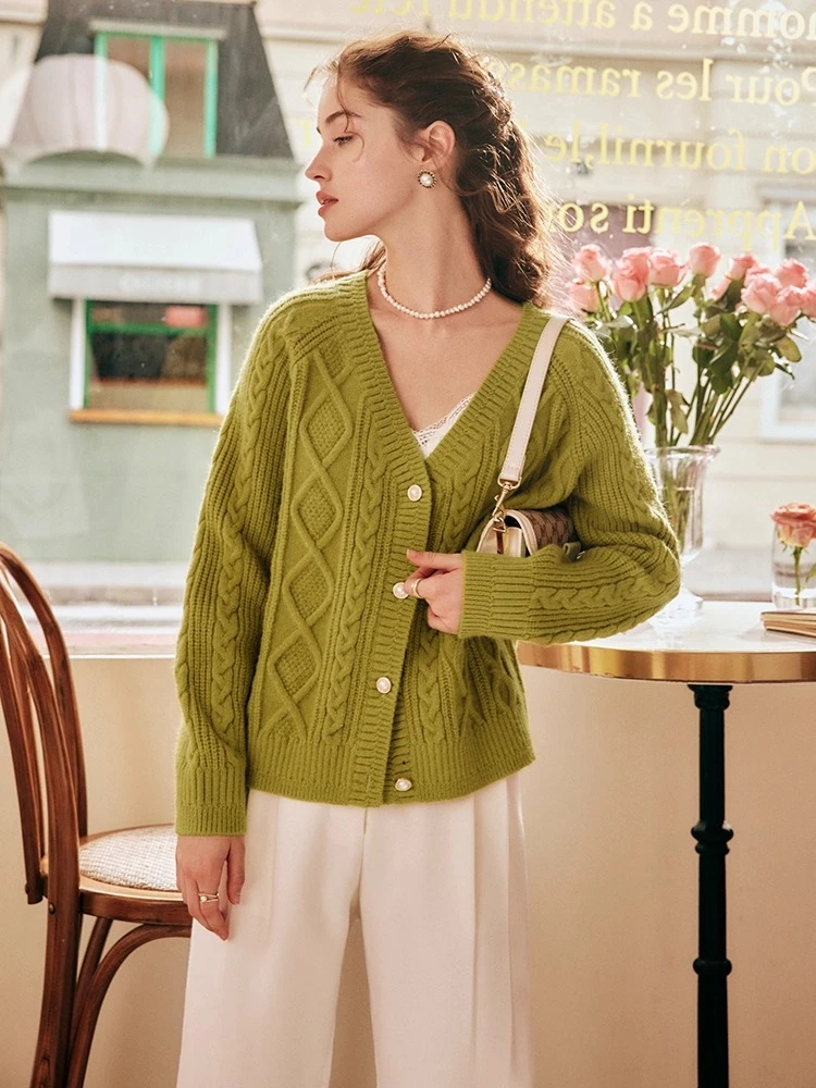 

OLrain French Cardigan for Woman 2025 Autumn Winter New in Solid Vintage Knitting Tops Soft Sweaters Women's Clothing O22QM63612