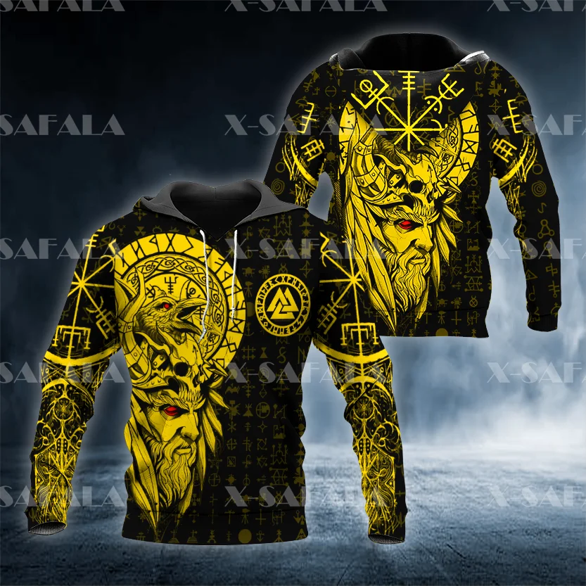 Eagle Odin King Viking Valknut Symbol 3D Print Hoodies Man Women  Pullover Sweatshirt Casual Tracksuit Unisex Zipper Up Jacket