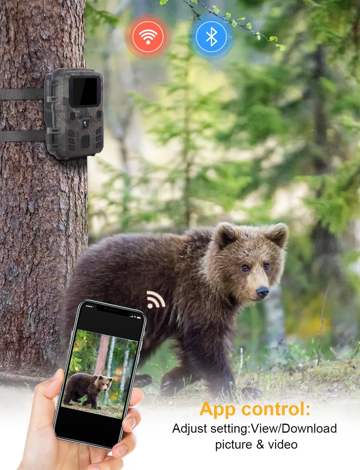 Trail Camera Wifi Bluetooth App Control - Kamera Pengintai WiFi301, Nirkabel, Kontrol Aplikasi