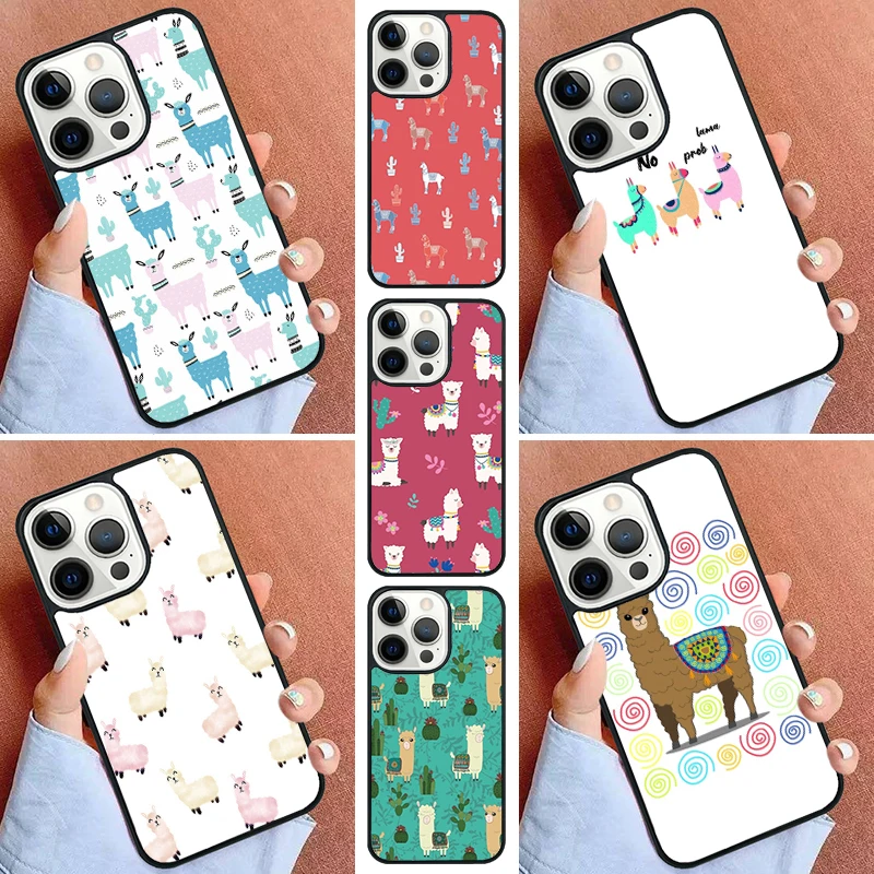 lama Alpaca Lama Animal Cute Phone Case For iPhone 16 15 14 Pro Max 11 13 12 Mini Max SE 2020 6S 7 8 Plus Cover Capa