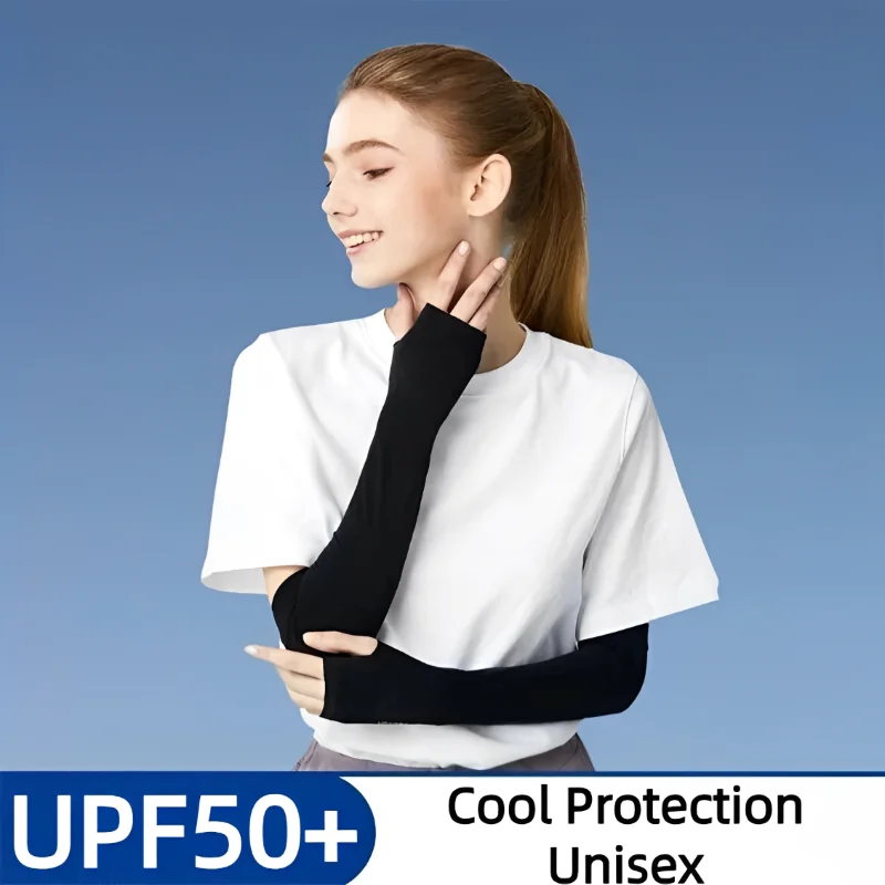 UPF50+ 1Pair Sunscreen Outdoor Sun Protection Arm Sleeves Women Men Sports Football Golf Cooling Sleeve Summer Ice Silk Ridin