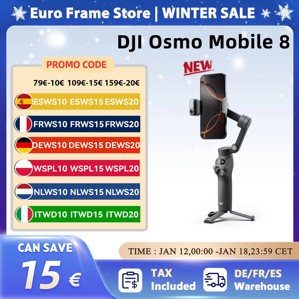 DJI OM8 Osmo Mobile 8 Smartphone Gimbal Stabilizer 3 Axis Mobile Phone Gimbal Original Brand New OM8