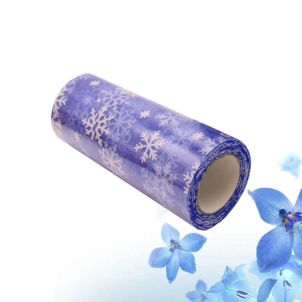 15cm 10Yards Christmas Snowflake Tulle Roll Glittering Organza Gauze Snowflake Ribbon for Christmas Decoration Gift Wrapping Par