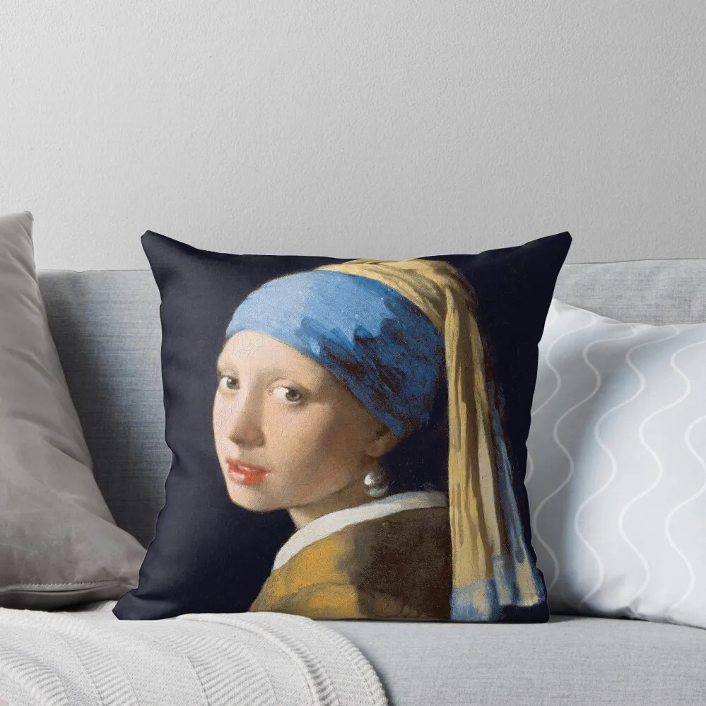 Johannes Vermeer - Girl With A Pearl Earring Throw Pillow Couch Pillows Cushion Child New year christmas decorations 2024