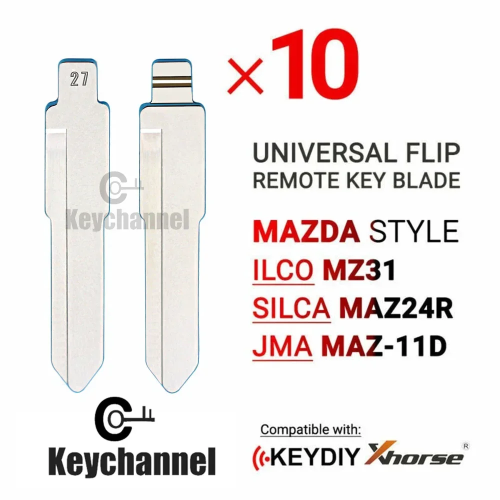 10pcs Universal Car Flip Key Blade MZ31 MAZ24R MAZ-11D KD Key Blank 27# MAZ13 for Mazda M2 M3 M5 M6 M8  for KEYDIY VVDI Remote