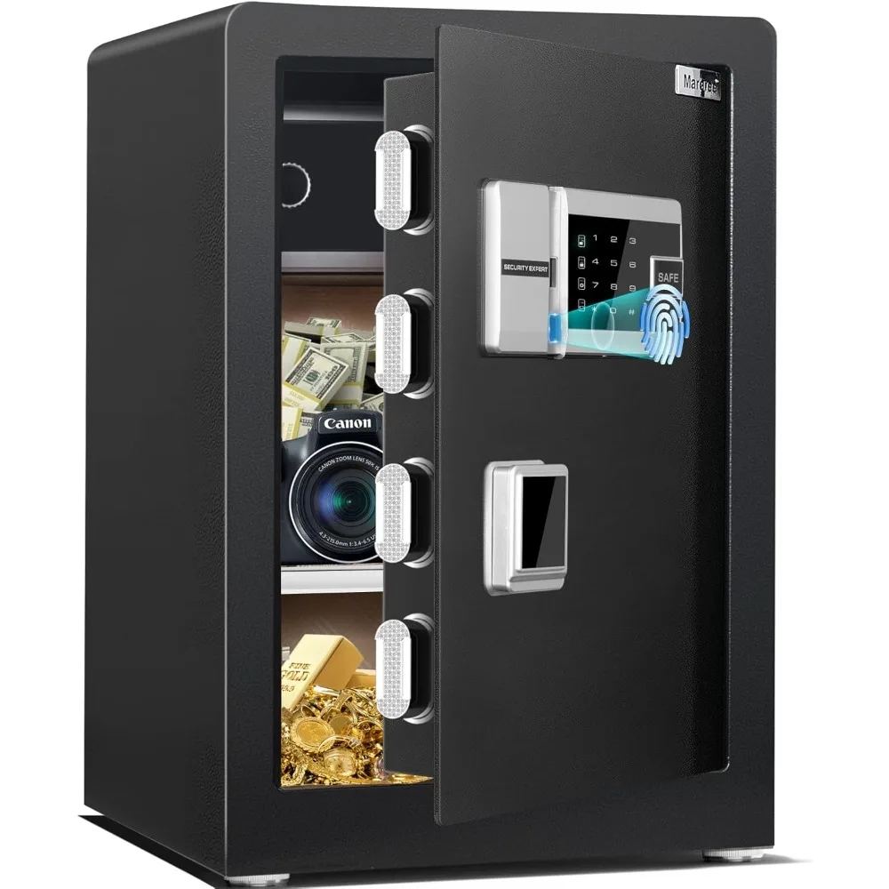 

Biometric Fingerprint Safe Box, 2.6 Cub Fingerprint Safe with Voice Prompt and Private Inner Cabinet