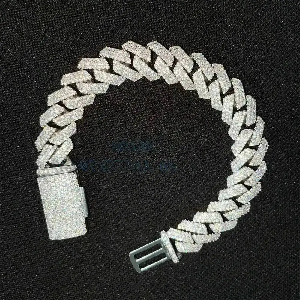 

14mm Hip Hop Jewelry Cuban Bracelet for Women Luxury Moissanite Diamond Cuban Link Custom Hip Hop Necklace Pass Diamond Test