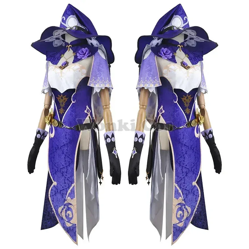 Lisa Cosplay Costume Dress Mondstadt Lisa Wig Party Impact Costumes with Lisa Hat Stockings Full Set Women Dress