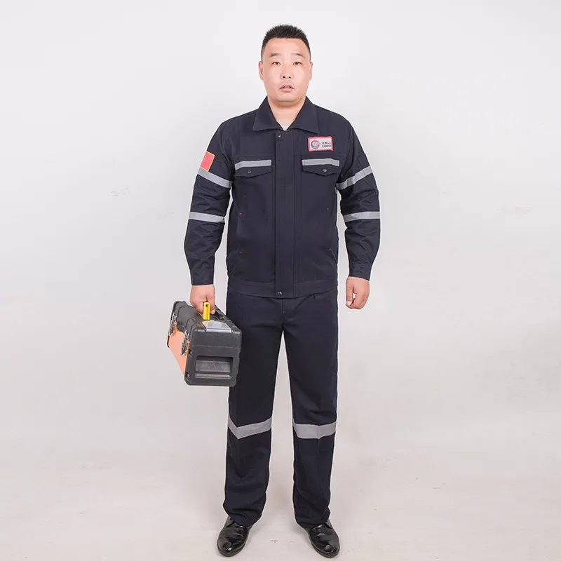 Overalls Pure Cotton Anti-burning Welder Clothing Autumn and Winter Thickened Suit Male Bright CNOOC Labor Protection Clothing