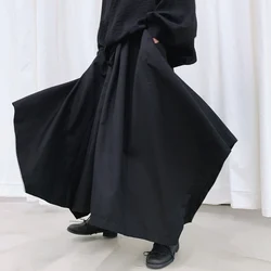 Ragazzo uomo giapponese stile Yamamoto pantaloni gonne drappeggiate Samurai Kendo spada pantaloni irregolari pantaloni larghi Vintage a gamba larga