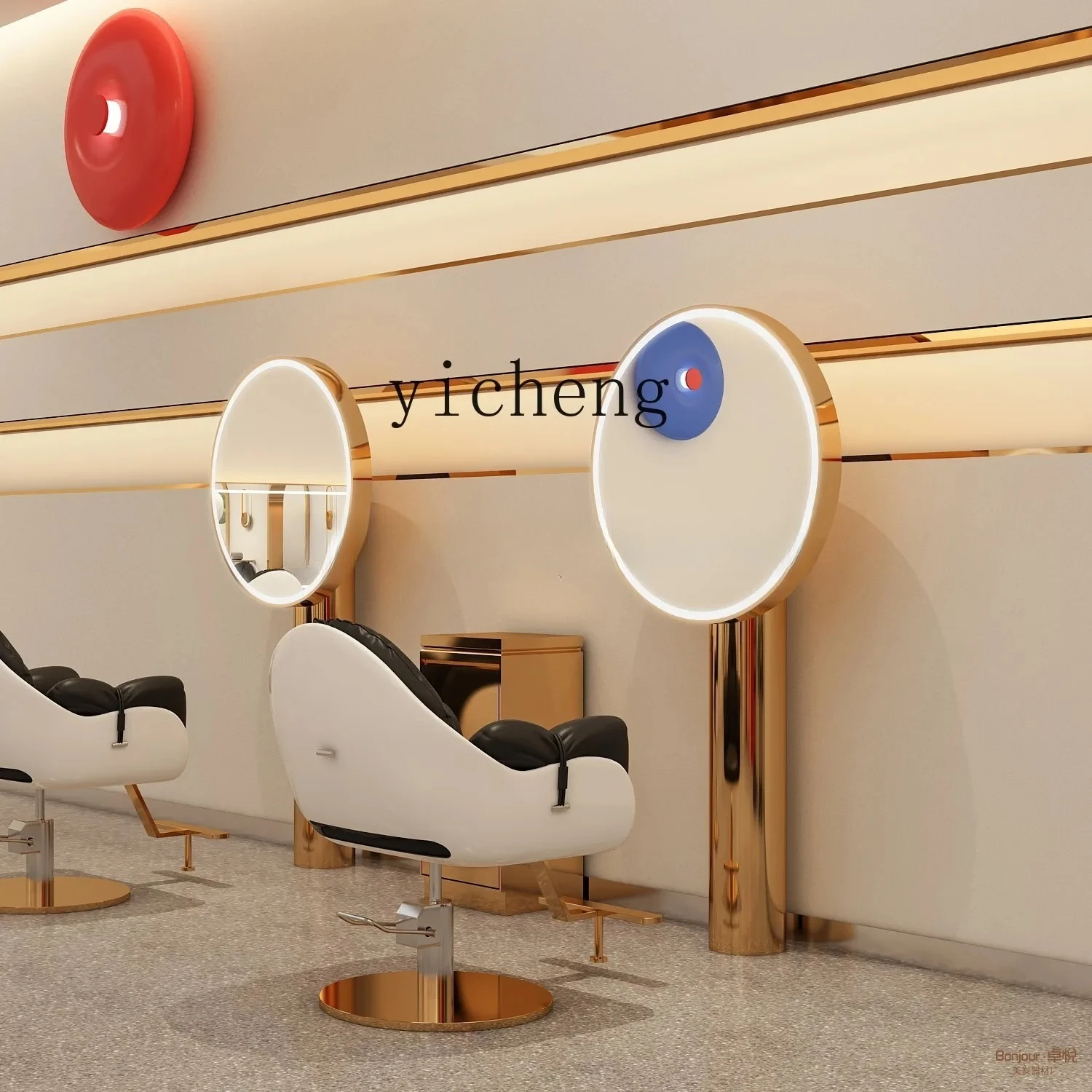 Hair Salon Mirror Wall-Mounted Perm and Dye Area Barber Shop Mirror