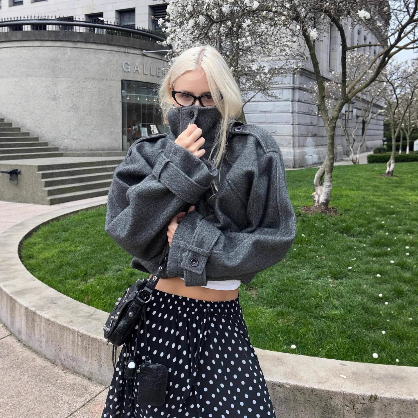 

Fashion Short Woolen Coat For Women Stand Collar Full Sleeve Loose Zipper Jacket Female 2026 Autumn Winter Solid Lady Outwear