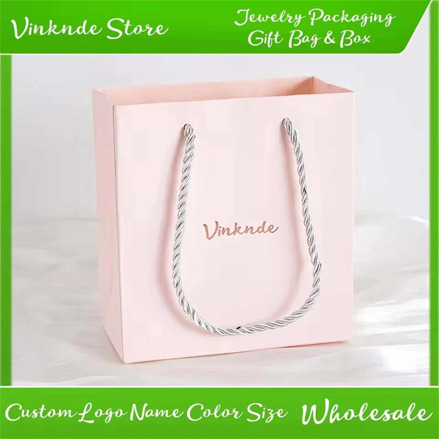 

100Pcs New Exquisite Custom Jewelry Paper Bag 14x7x15cm Necklace Earring Oil Ring Lipstick Lemon Box Gift Organizer Wedding Gift