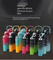 Large capacity plastic cup 3-piece gradual color water bottle Portable outdoor household water bottle set Straight