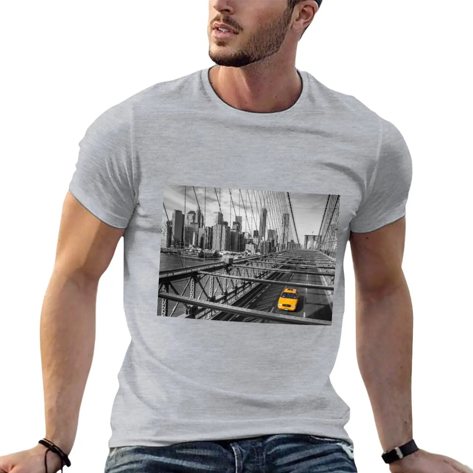 

Cab on Brooklyn Bridge T-Shirt korean fashion customizeds vintage oversizeds T-shirt men