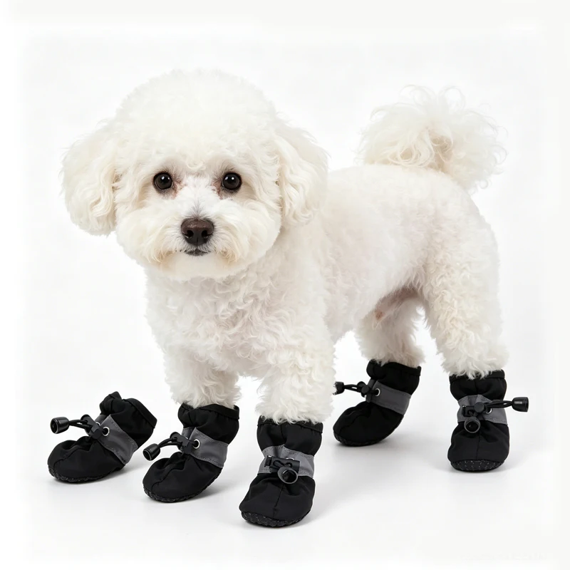 4Pcs Summer and Winter Pet Dog Shoes Hikuma Inu Anti-slip Rain Snow Boot Thick Warm for  Small Cats Dogs Puppy Dog Socks Booties