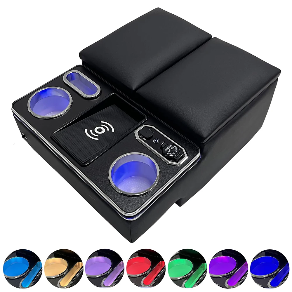 

For Hiace DX/Regius DX Front Central Armrest Console Box 7 Colors Conversion Light USB Console Box Storage Apartment