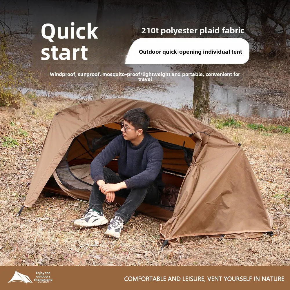 Single Pop Up Tent, Mosquito Proof Tactical Shelter, Quick Setup Solo Camping Tent for Hiking Outdoor Field Use